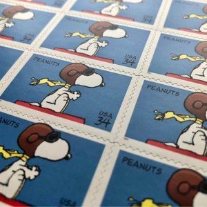 Snoopy Peanuts Postage Stamp Sheet, Unused Vintage USA #3507